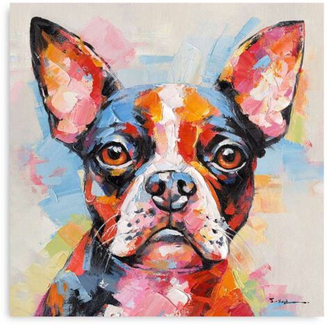 Domo Mea Dipinto Decorativo su Tela - Bulldog Francese - 45 x 45 cm