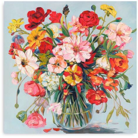 Domo Mea Dipinto Decorativo su Tela - Mazzo di Fiori - 100 x 100 cm