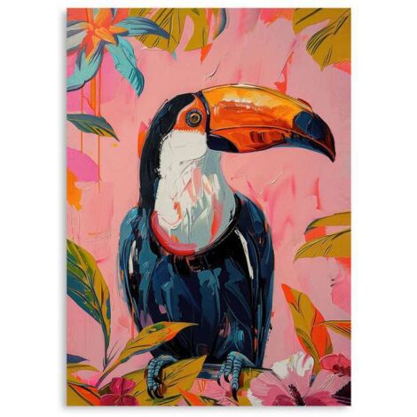 Domo Mea Dipinto Decorativo su Tela - Tucano Rosa - 50 x 70 cm