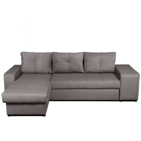 Domo Mea Divano angolare Virginia grigio 3 posti con pouf - 250x160 cm