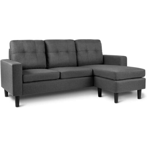 Domo Mea Divano Corner Moderna Grigio Reversibile 3 Posti - Comfort e Stile per il Tuo Soggiorno - Misure 215 x 148 x 82 h cm