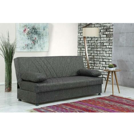 Domo Mea Divano Letto 3 Posti Grigio Fiji - Tessuto - 180x105 cm