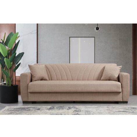 Domo Mea Divano Letto New York 3 Posti Beige Chiaro 210x75x80 cm