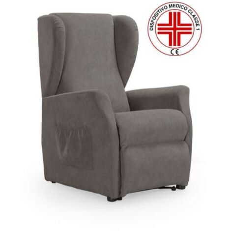 Domo Mea Poltrona Reclinabile Viki in Tessuto Grigio Idrorepellente - 73x85x105 cm
