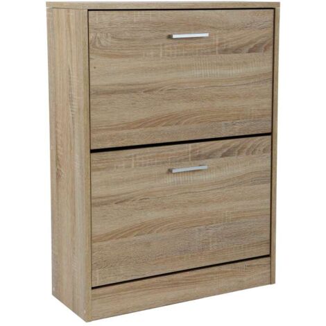 Domo Mea Scarpiera Nature 2 ribalte in legno naturale 60x24x81,5 cm
