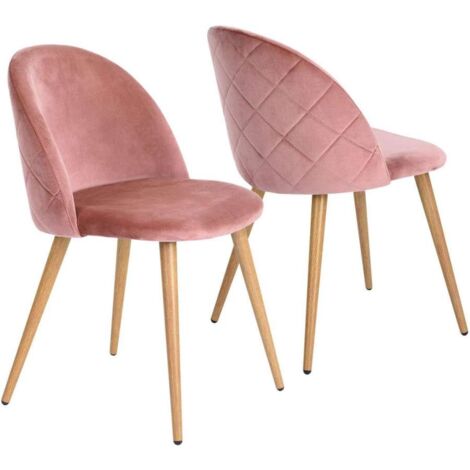 Domo Mea Sedia da Soggiorno in Velluto Rosa - Acciaio e Finitura Legno