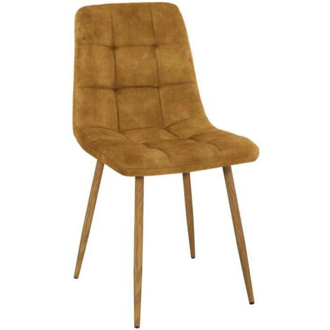 Domo Mea Sedia Dining in Velluto Senape - Acciaio e Finitura Legno