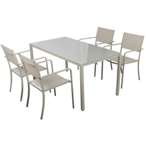 CFADDA Domo Mea Set Lido per Giardino - 1 Tavolo e 4 Sedie Taupe in acciaio