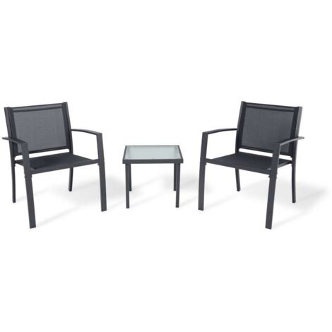 Domo Mea Set Patio Salotto da esterno Antracite 2 sedie 1 tavolo