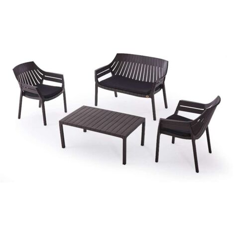 Domo Mea Set Salotto da Esterno Hilton con Cuscini Antracite
