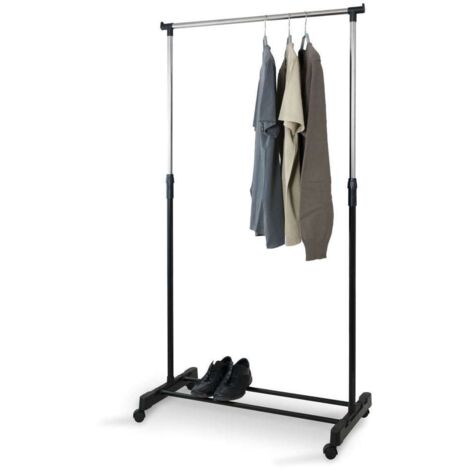 DOMO PAK LIVING Stander appendiabiti con ruote e tubi telescopici, singola barra appenderia