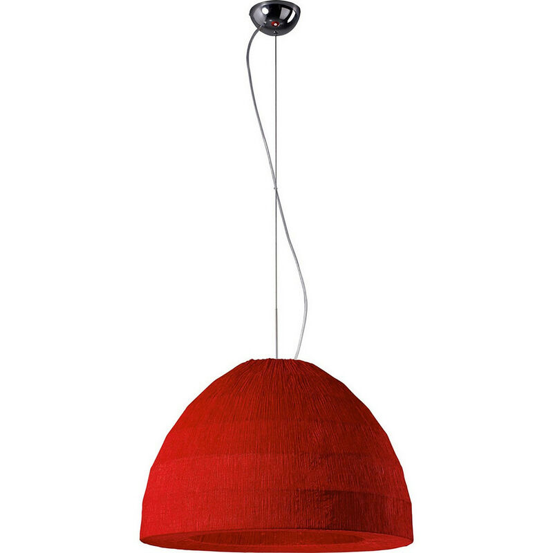 Diyas - Inspired Clearance - Domo Pendant 3 Light E27 Polished Chrome/Red Fabric Shade