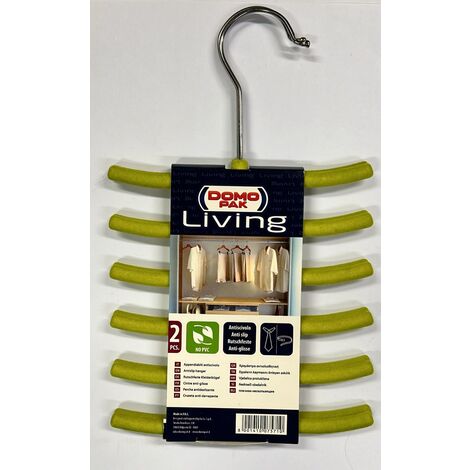 DOMOPAK - SET 2 GRUCCE APPENDI CRAVATTE,ANTISCIVOLO - 16CM COLORI VERDE MELA E MARRONE