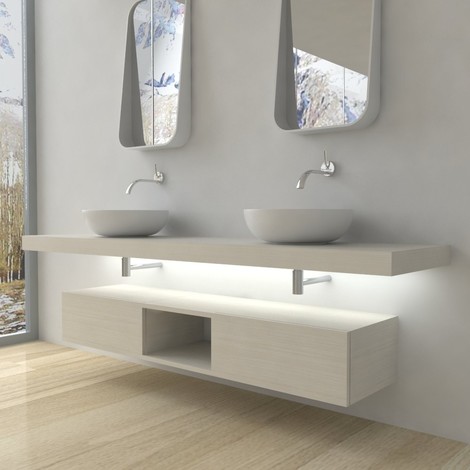 Mobile Bagno Doppio Lavabo 180.Domus Mobile Completo Arredo Bagno Bianco Larice