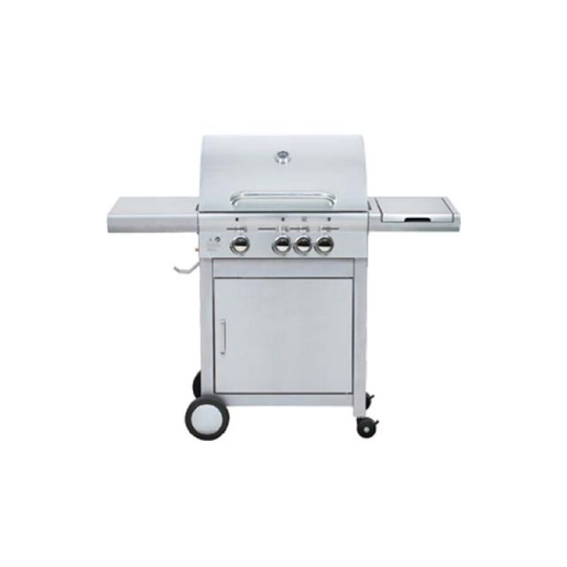 Polka 3 + 1 barbecue a' gaz gpl en acier inoxydable avec 4 bruleurs avec 2 surfaces d'appui et pie'zo e'lectrique - Domus