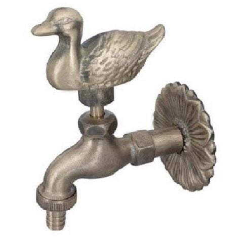 Domus rubinetto artistico a vite anatra in ottone per fontane attacco maschio da 1/2" con portagomma