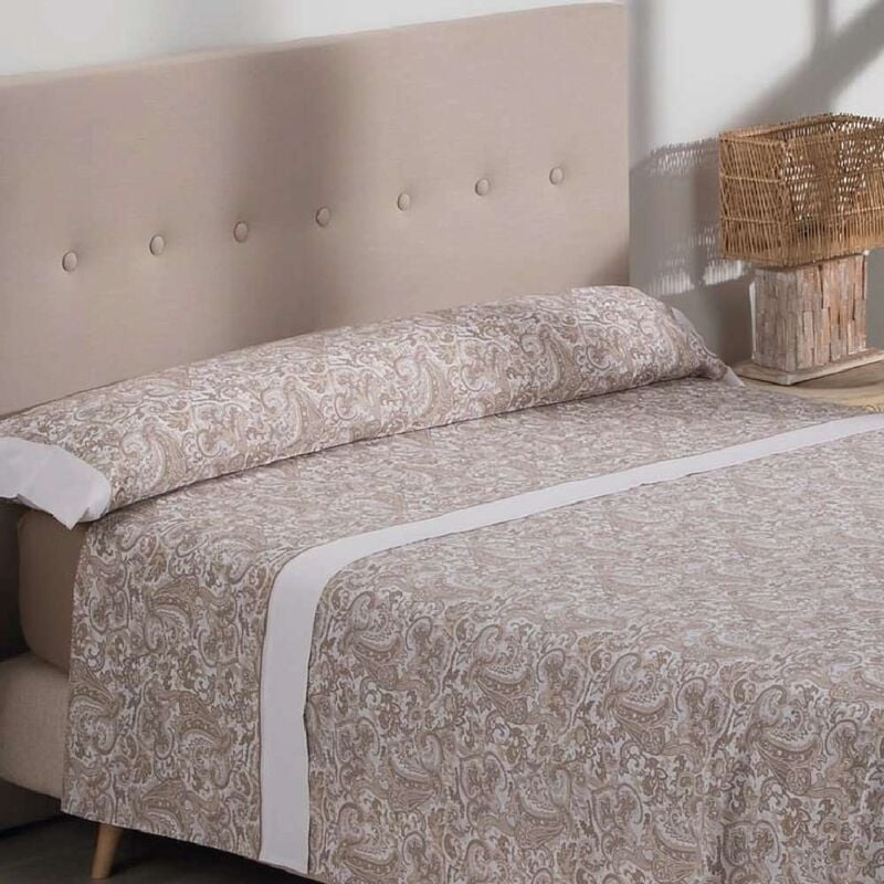 

Juego de Sábanas Atenea con Tejido Polycotton Suave y Transpirable. Lavable 30º y Fácil Planchado. Dif. medidas cama 180 - Beig / Blanco - Don