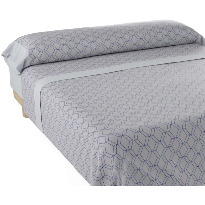 

Juego de Sábanas Gea con Tejido Polycotton Suave y Transpirable. Lavable a 30º y Fácil Planchado. Dif. medidas cama 90 - Gris/ Azul - Don Descanso