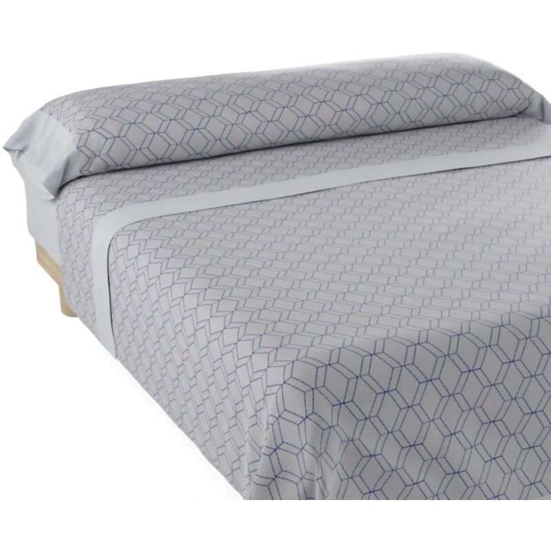 

Juego de Sábanas Gea con Tejido Polycotton Suave y Transpirable. Lavable a 30º y Fácil Planchado. Dif. medidas cama 135 - Gris/ Azul - Don Descanso