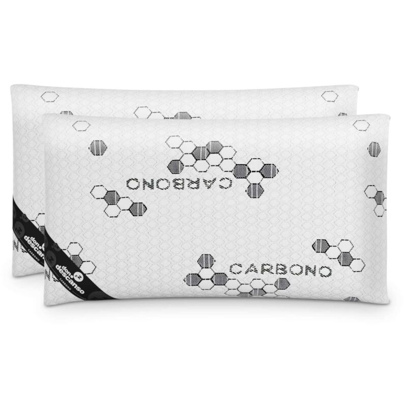 

DON DESCANSO Pack 2 Almohadas 70x38cm. Carbono Activo con Copos Viscoelastica, Firmeza Media, Ergonómica, Transpirable Almohadas 70x38cm - Blanco