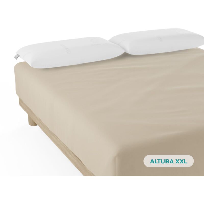 

–Sabana Bajera Ajustable Algodón 100% Beig 180 Hilos (Camas max 34cm)Beige Piedra-Lavable 30º (Varios Tamaños) cama 135/140 - Beig - Don Descanso