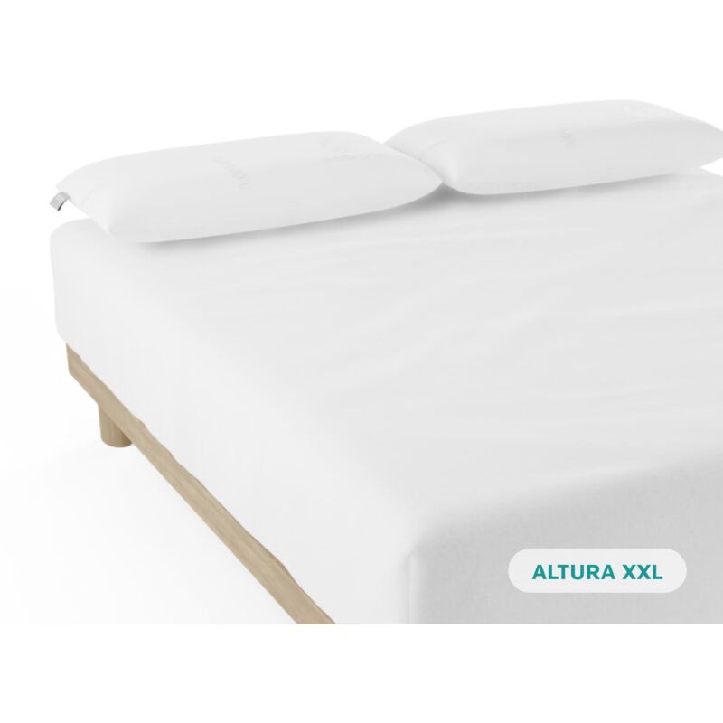 

–Sábana Bajera Ajustable Algodón 100% Blanca 180 Hilos (Camas ±34cm)Blanca-Lavable 30º (Varios Tamaños) cama 135/140 - Blanco - Don Descanso