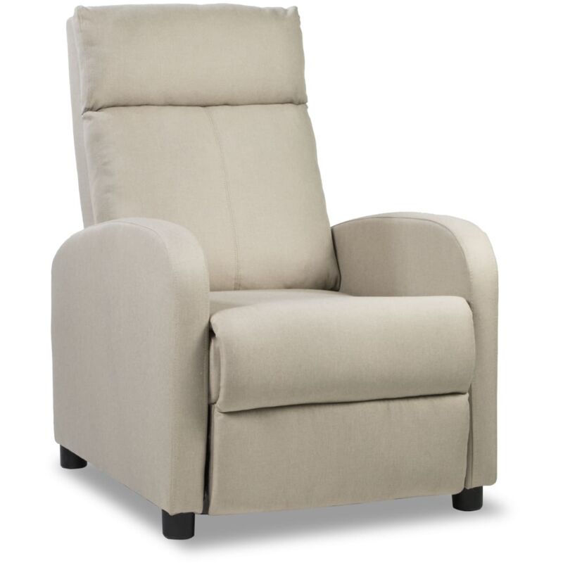 

Sillón Reclinable Tela Verona Beige, Sillón Relax con Reposapiés, Apertura Push, Compacto, Reclinable hasta 160º - Beige - Don Descanso