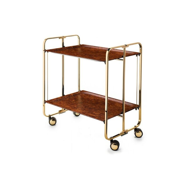 

Carrito auxiliar con ruedas BAUHAUS, armazón baño de Oro, 2 bandejas.,. Diseño y fabricación española. - Don Hierro