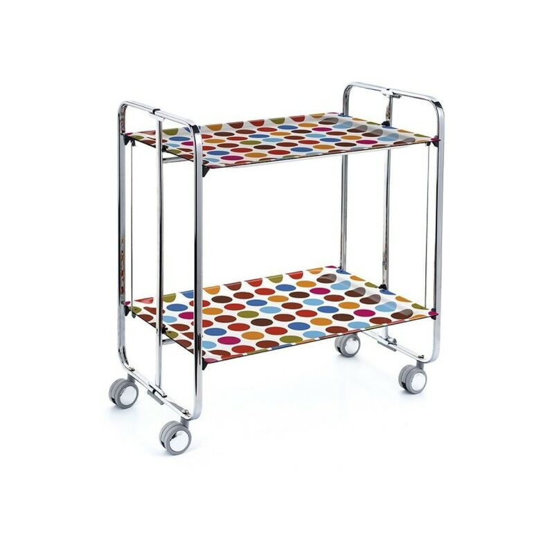 

DON HIERRO, Carrito auxiliar con ruedas BAUHAUS armazón cromado, 2 bandejas. Máxima calidad en el acabado.,. Diseño y fabricación española.