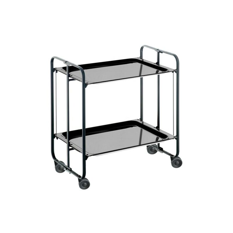 

Carrito auxiliar con ruedas BAUHAUS, armazón metálico color negro, 2 bandejas.,. Diseño y fabricación española. - Don Hierro