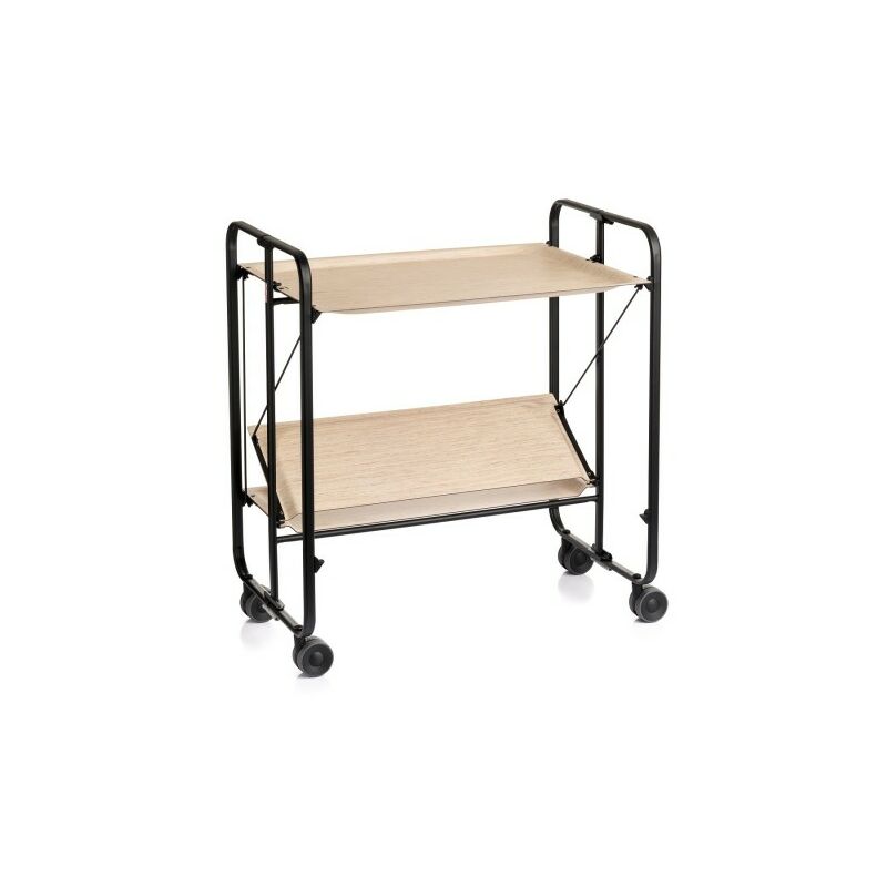 

Carrito auxiliar con ruedas BAUHAUS, armazón metálico color negro, 2 bandejas.,. Diseño y fabricación española. - Don Hierro
