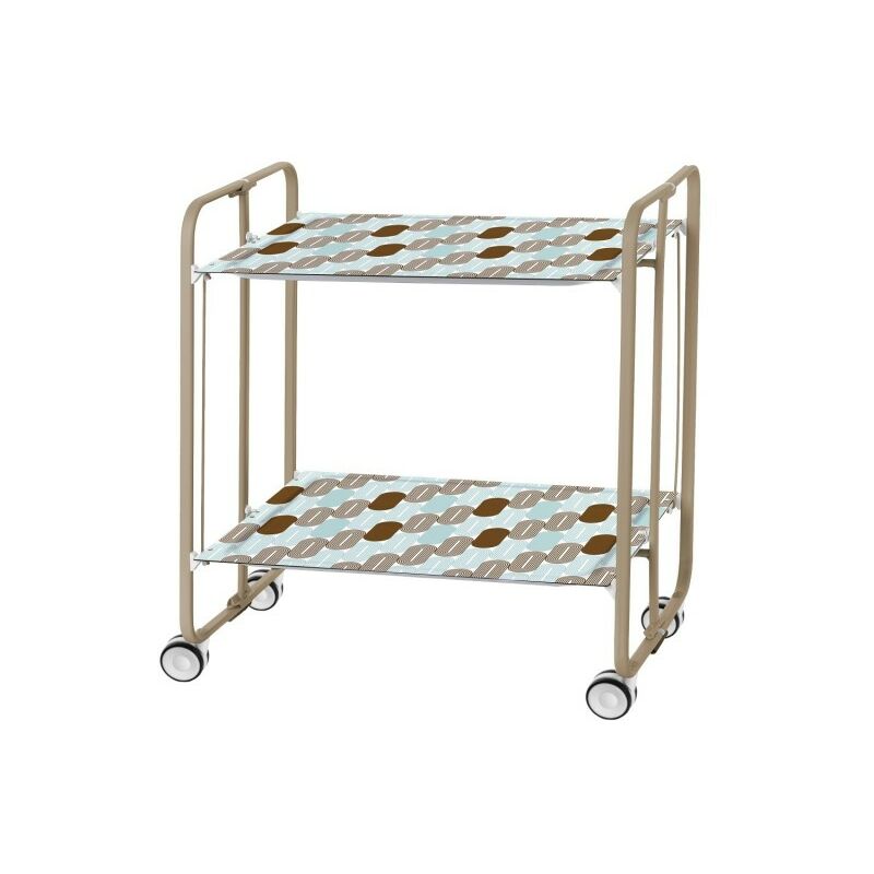 

Carrito auxiliar con ruedas BAUHAUS armazón metálico color arena, 2 bandejas.,. Diseño y fabricación española. - Don Hierro