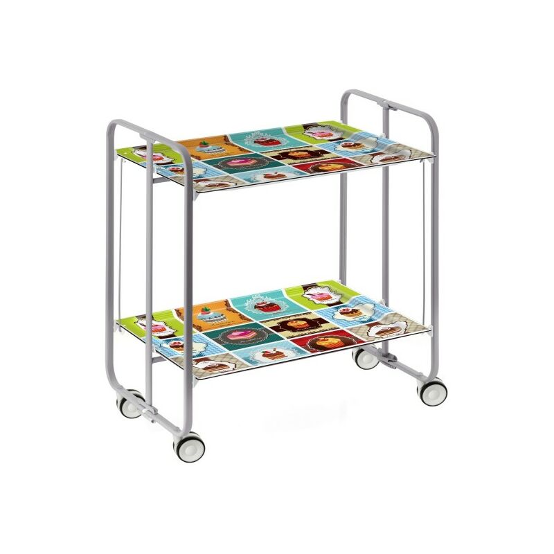 

Carrito auxiliar con ruedas BAUHAUS, armazón metálico de color gris, 2 bandejas,. Diseño y fabricación española. - Don Hierro