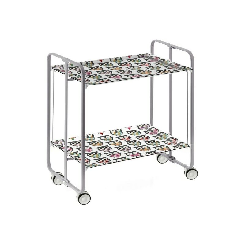 

DON HIERRO, Carrito auxiliar con ruedas BAUHAUS, armazón metálico de color gris, 2 bandejas,. Diseño y fabricación española.