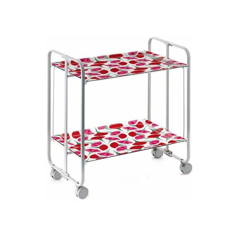 

DON HIERRO, Carrito auxiliar con ruedas BAUHAUS, armazón metálico de color gris, 2 bandejas,. Diseño y fabricación española.