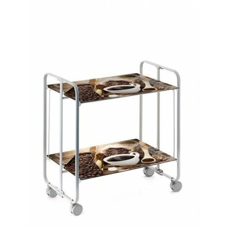 

Carrito auxiliar con ruedas BAUHAUS, armazón metálico de color gris, 2 bandejas,. Diseño y fabricación española. - Don Hierro