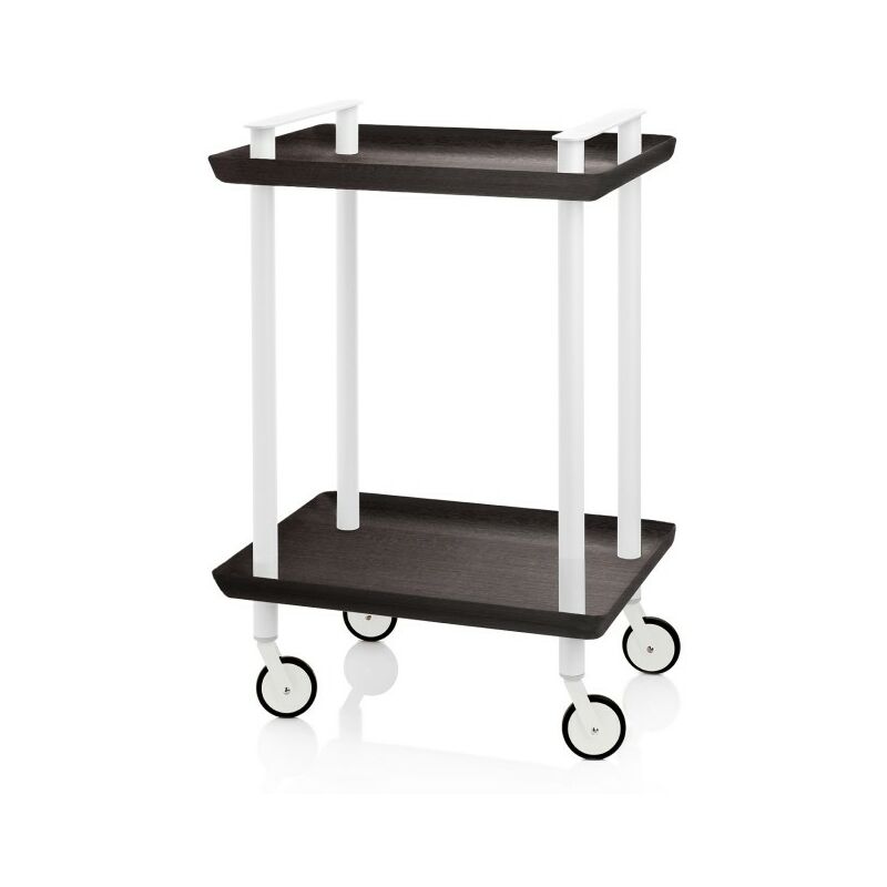 

Carrito auxiliar DELICA 2 estantes , armazón blanco-madera wenghe,. Diseño y fabricación española. - Don Hierro