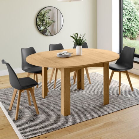 IDMARKET DONA mesa de comedor redonda extensible 4-8 personas estilo haya 120-160 cm