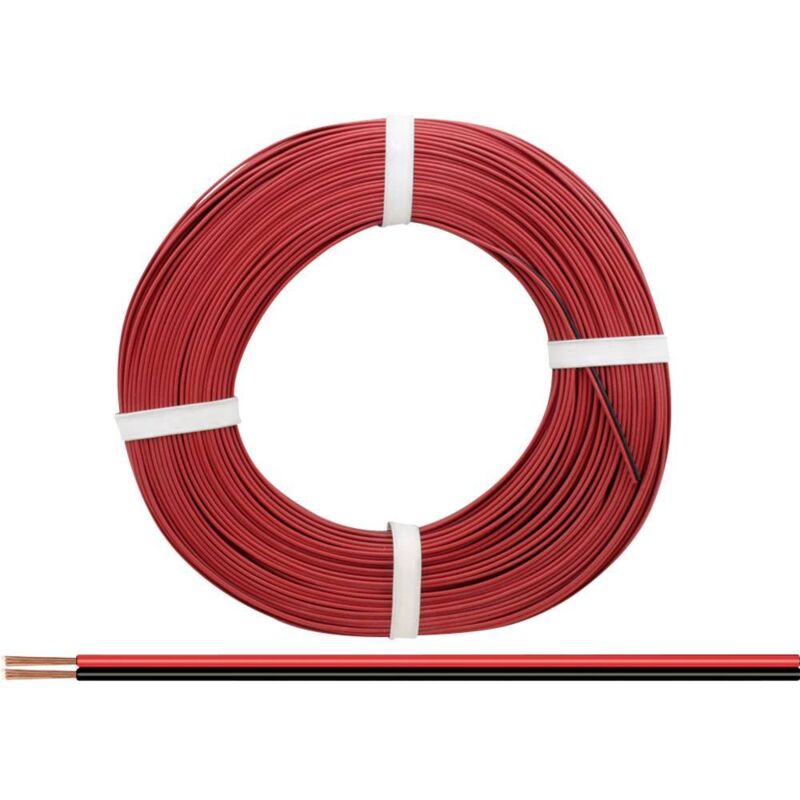 225-010-25 Fil de câblage 2 x 0.25 mm² rouge/noir 25 m - Donau Elektronik