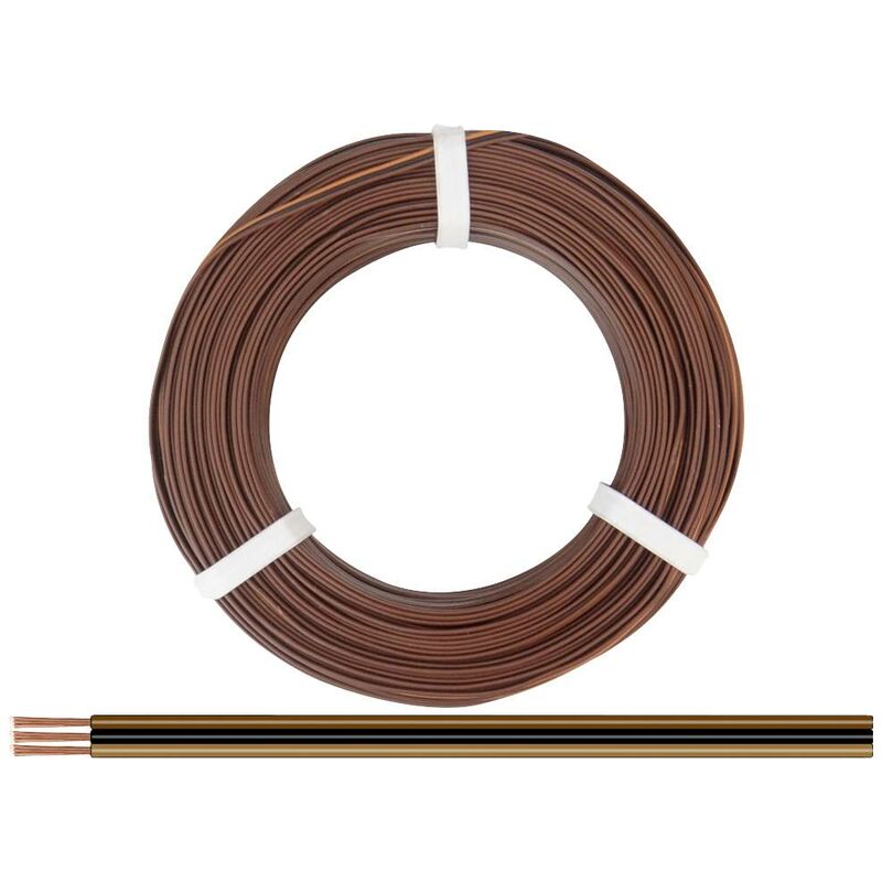 325-818-50 Fil de câblage 3 x 0.25 mm² marron foncé, noir, marron clair 50 m - Donau Elektronik