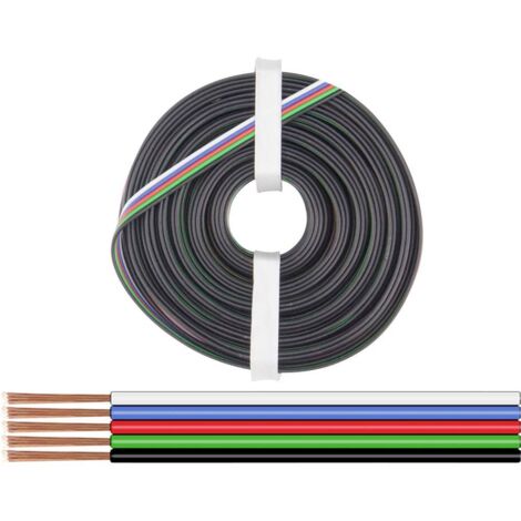 Donau Elektronik 519-010 Fil de câblage 5 x 0.25 mm² noir, vert, rouge, bleu, blanc 10 m W181122