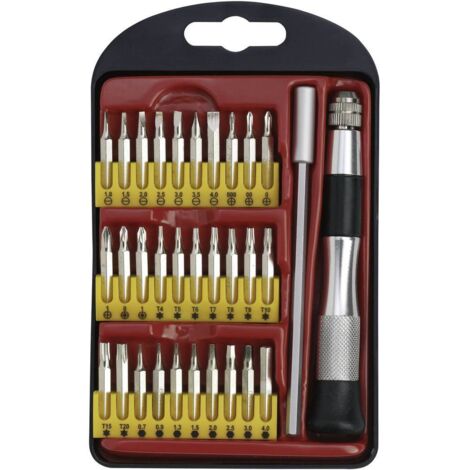 Donau Elektronik 821797 Jeu d'embouts 30 pièces vis à fente, cruciforme Phillips, vis Pozidriv, 6 pans intérieurs, TORX