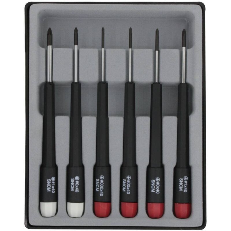 Donau Elektronik - pour l'électronique et la mécanique de précision Jeu de tournevis 6 pièces cruciforme Phillips, vis Po