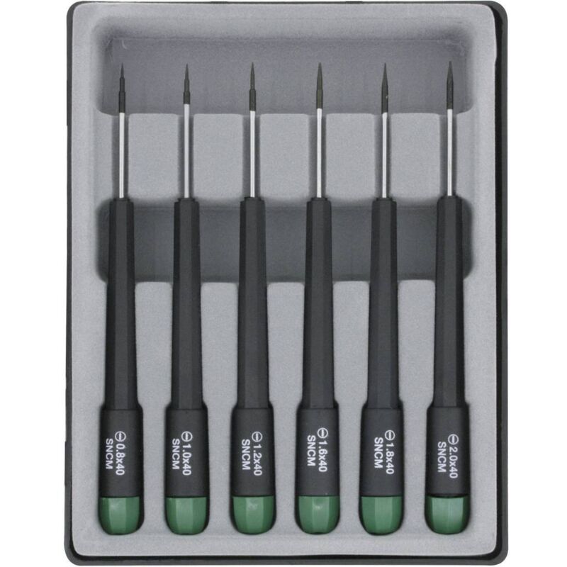 Pour l'électronique et la mécanique de précision Jeu de tournevis 6 pièces vis à fente - Donau Elektronik