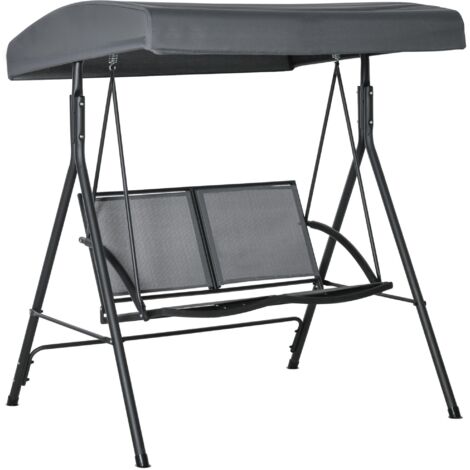 Dondolo 2 Posti 140x118x162 cm  in Acciaio e Poliestere Grigio