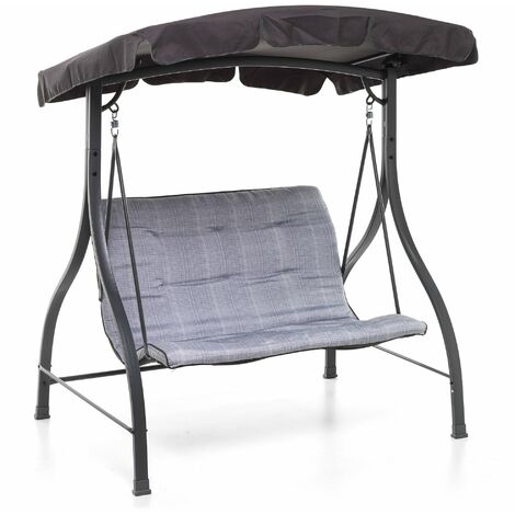 Dondolo 2 Posti da Giardino 160x112x163 cm in Ferro e Poliestere Haiti Antracite e Grigio