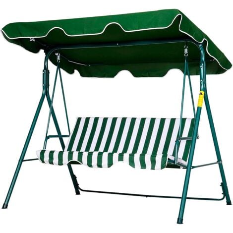 EASYCOMFORT Dondolo da Giardino 3 Posti in Acciaio e Poliestere con Tetto  Inclinabile e Cuscini, 190x120x178 cm