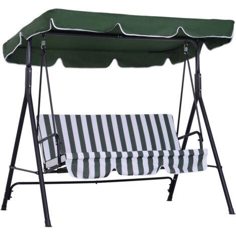 DONDOLO 3 POSTI VERDE IN ACCIAIO CM.170X110X153H ALTALENA