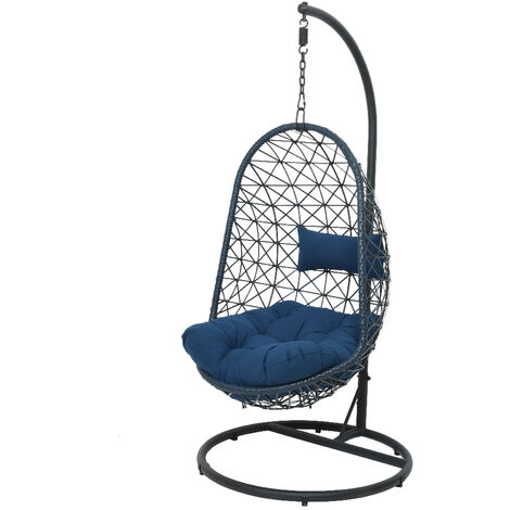 Dondolo Bologna blu scuro da esterno in vimini 195h cm