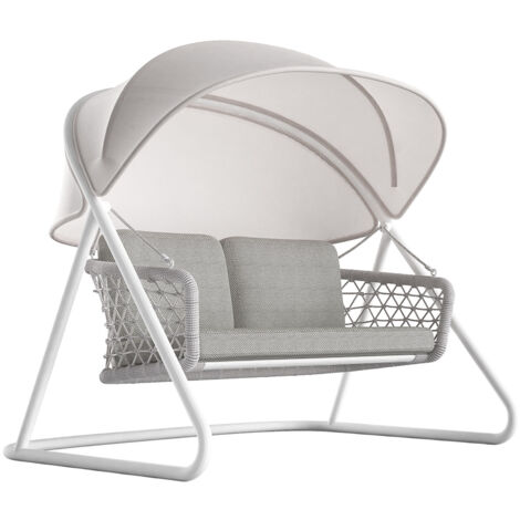 Dondolo da Giardino 2 Posti 185x137x154 cm  con Tettuccio Parasole Regolabile Muses Grigio